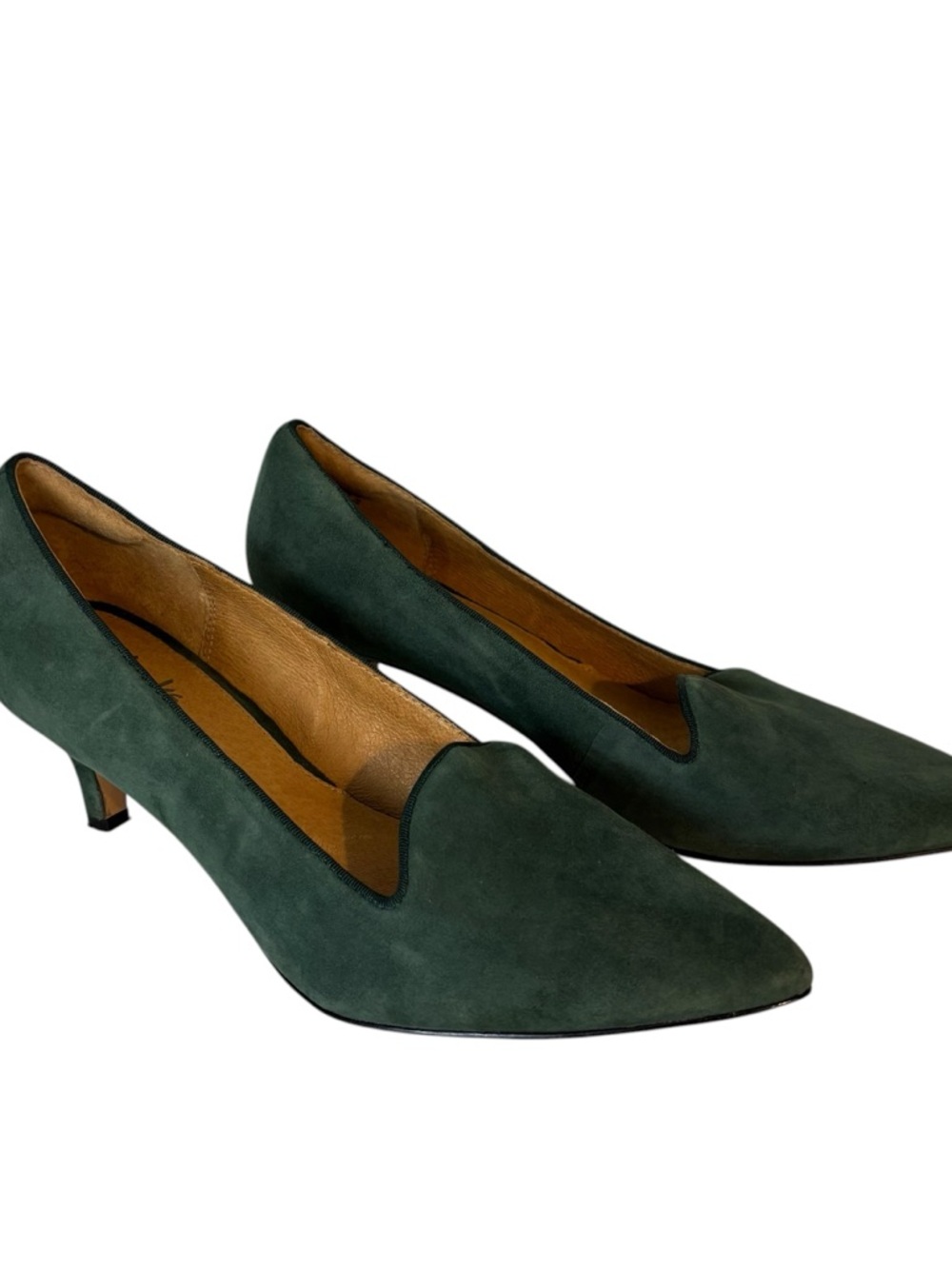 Clarks Indigo kitten heels pumps green suede women’s size 8.5 M